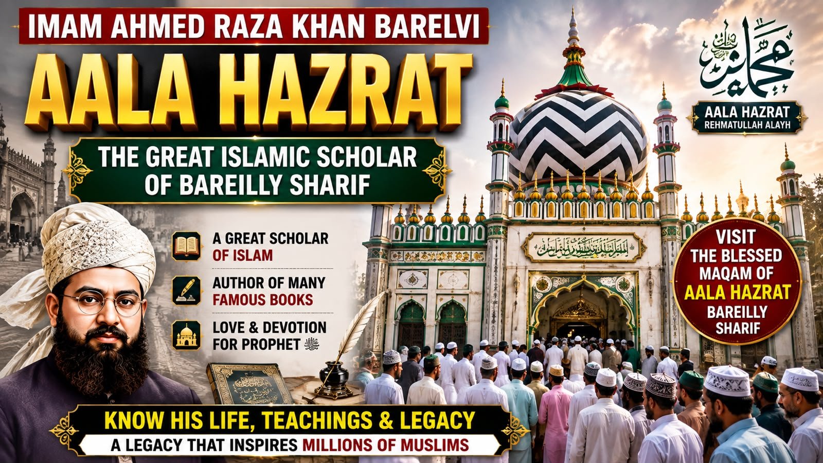 Imam Ahmed Raza Khan Barelvi | Aala Hazrat Biography & Islamic Services | Bareilly Sharif